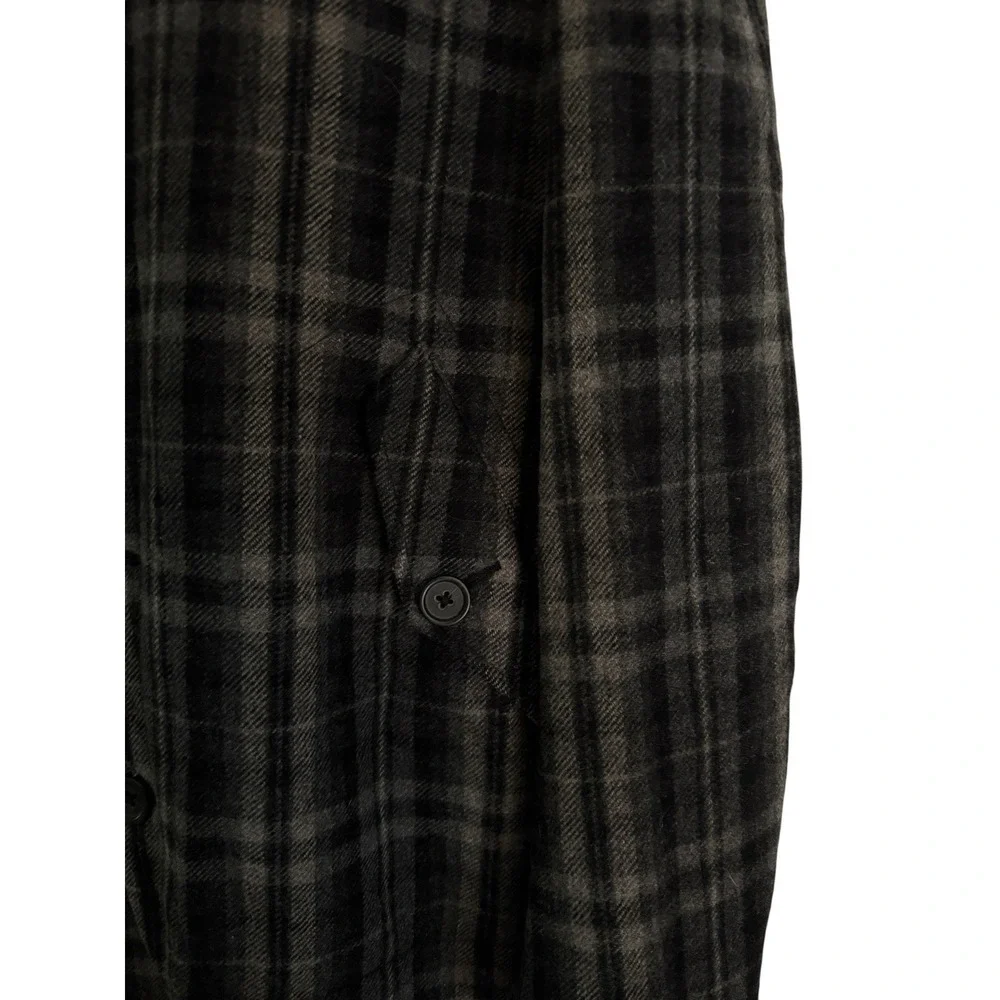 Banana Republic Men Coat M Mackinaw Style Lined Brown Black Plaid Wool Blend VTG